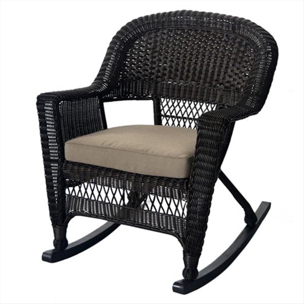Propation W00201R-A-2-FS006 Espresso Rocker Wicker Chair With Tan Cushion - Set 2 PR737674